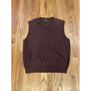 Jos A Bank Classic Collection Mens Merino Wool Sweater Vest Burgundy Side Medium